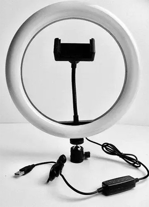 Світлодіодне селфи кільце з тримачем для телефону Selfie Ring Light LL666 26 см 3 режиму No Brand (253916530)