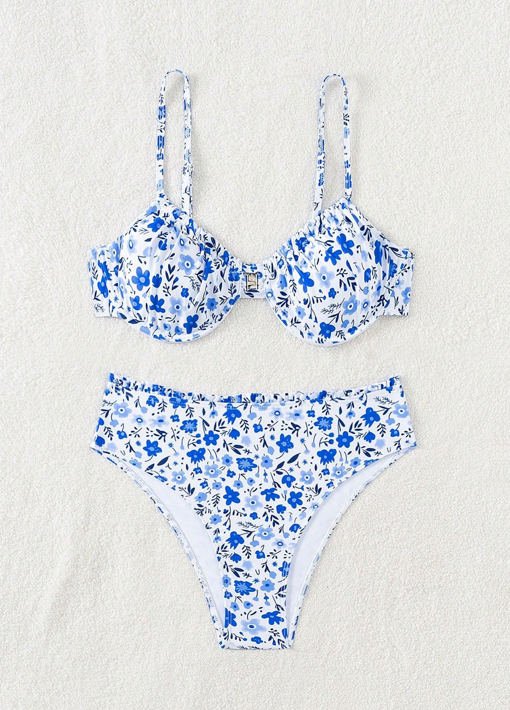 Комбинированный летний купальник (лиф, трусики) балконет, раздельный SHEIN