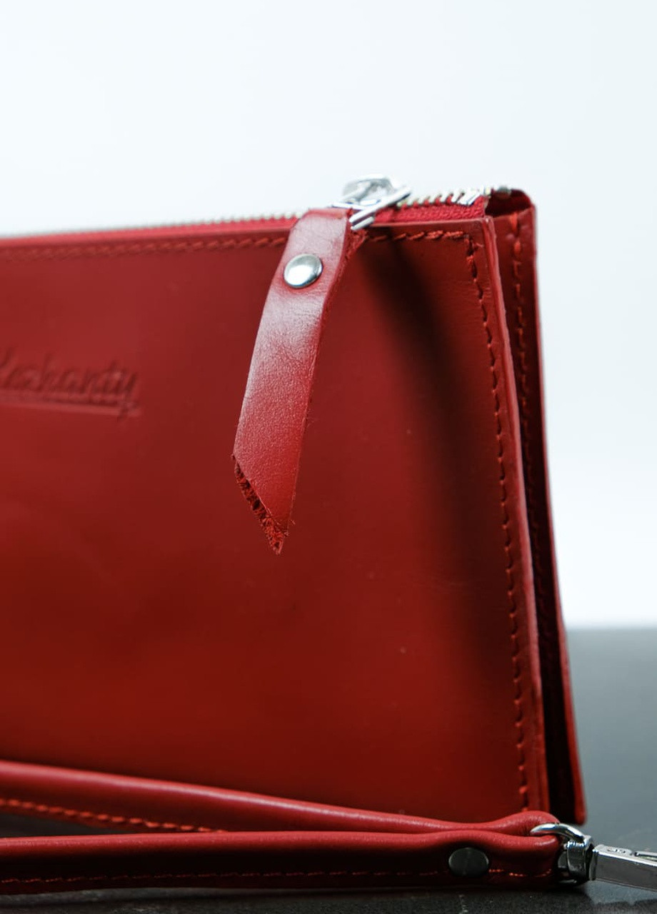Кожаный портмоне на молнии. Кошелёк из натуральной кожи красный Wristlet Kozhanty (252315359)