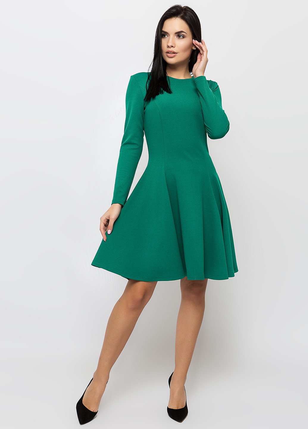 Зеленое кэжуал платье клеш Simply Brilliant однотонное