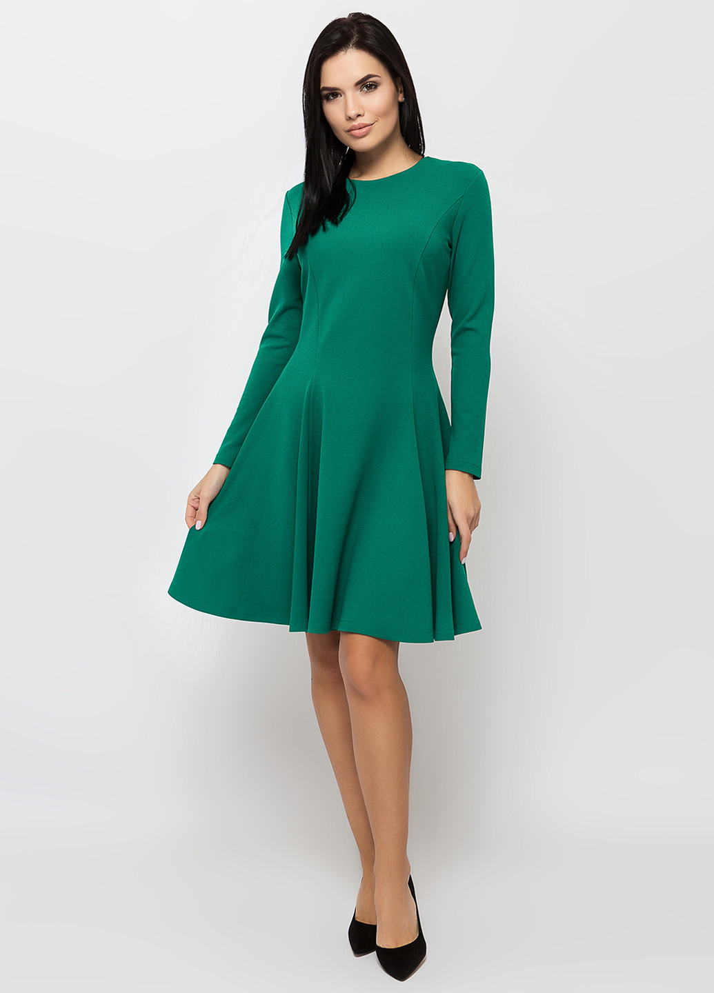 Зеленое кэжуал платье клеш Simply Brilliant однотонное