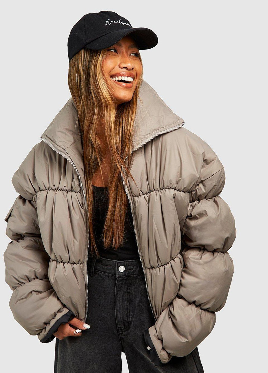 Сіро-бежева демісезонна куртка Boohoo