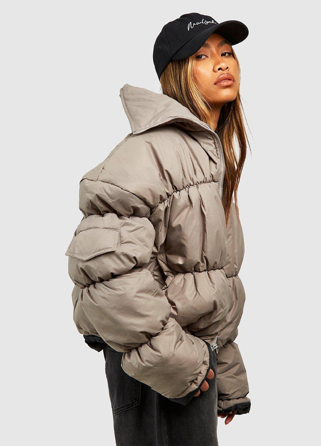 Сіро-бежева демісезонна куртка Boohoo