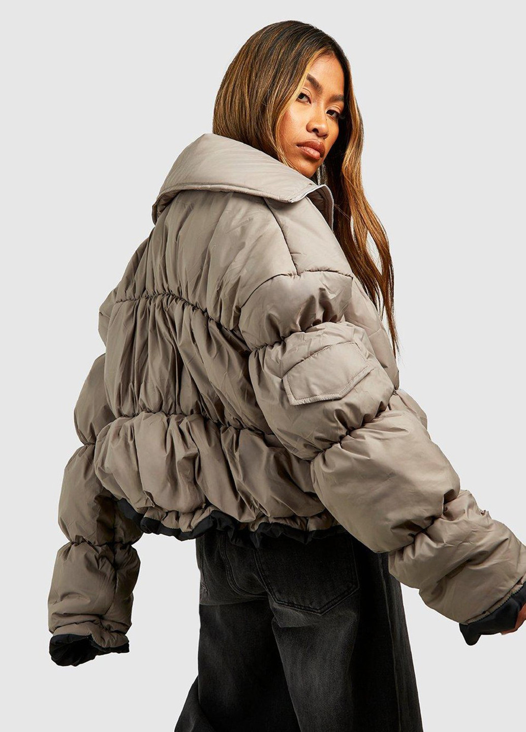 Сіро-бежева демісезонна куртка Boohoo
