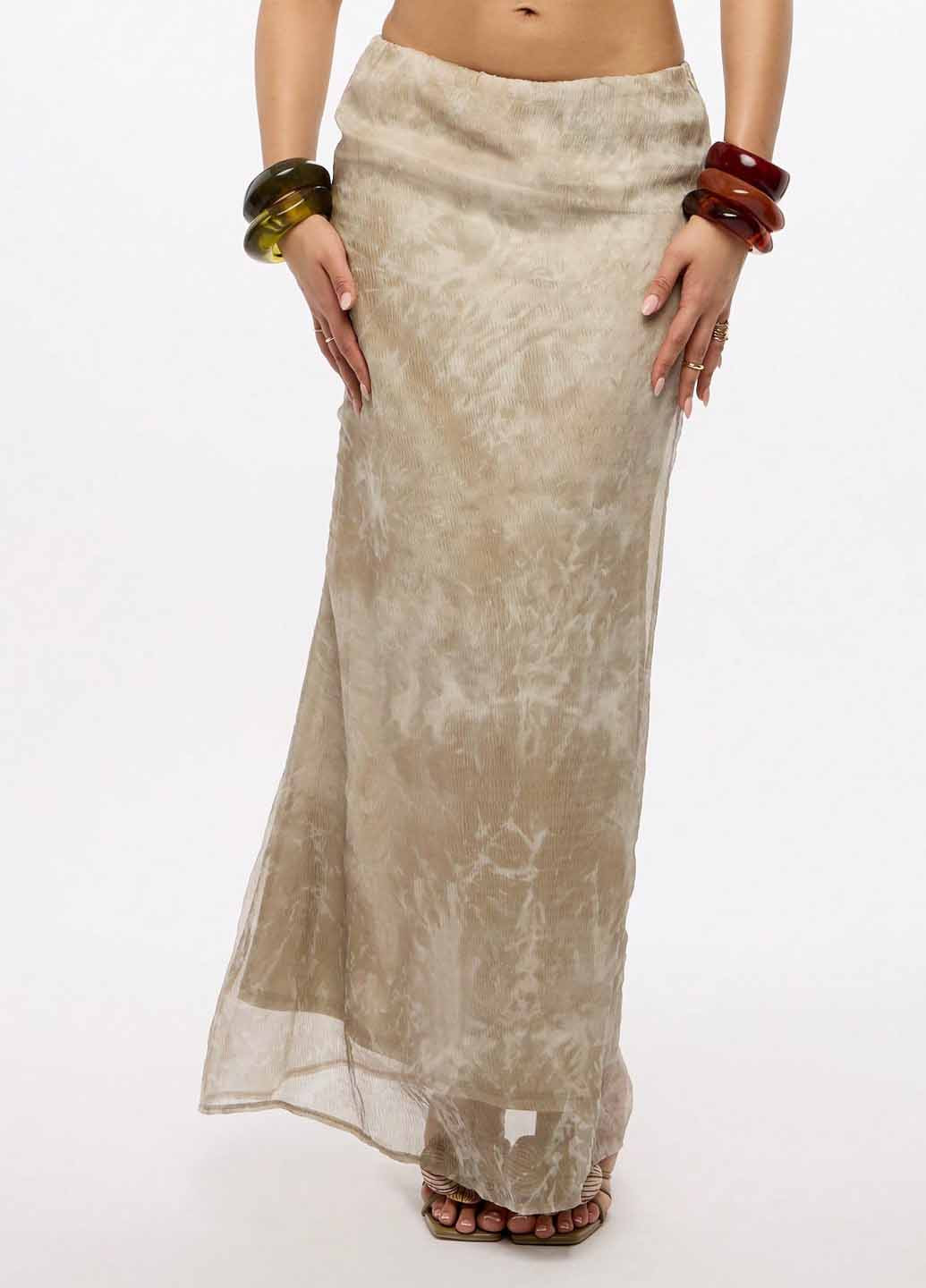 Бежевая вечерний тай-дай юбка SHEIN годе