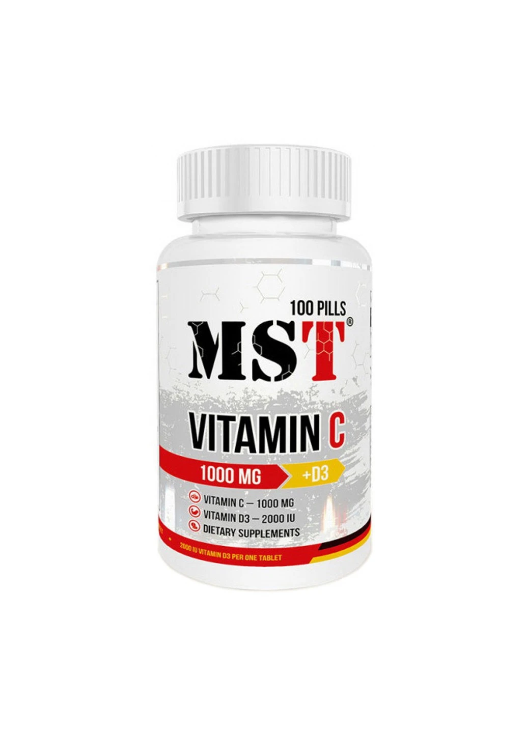 Вітамін C Vitamin C тисячі mg + D3 100 таблеток MST (255408813)