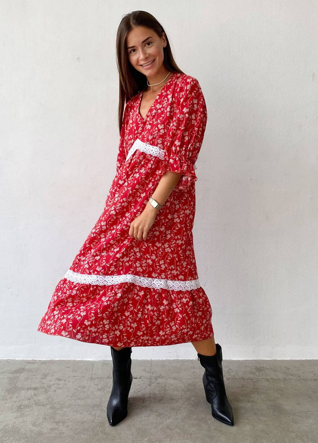 Красное платье Nenka с цветочным принтом