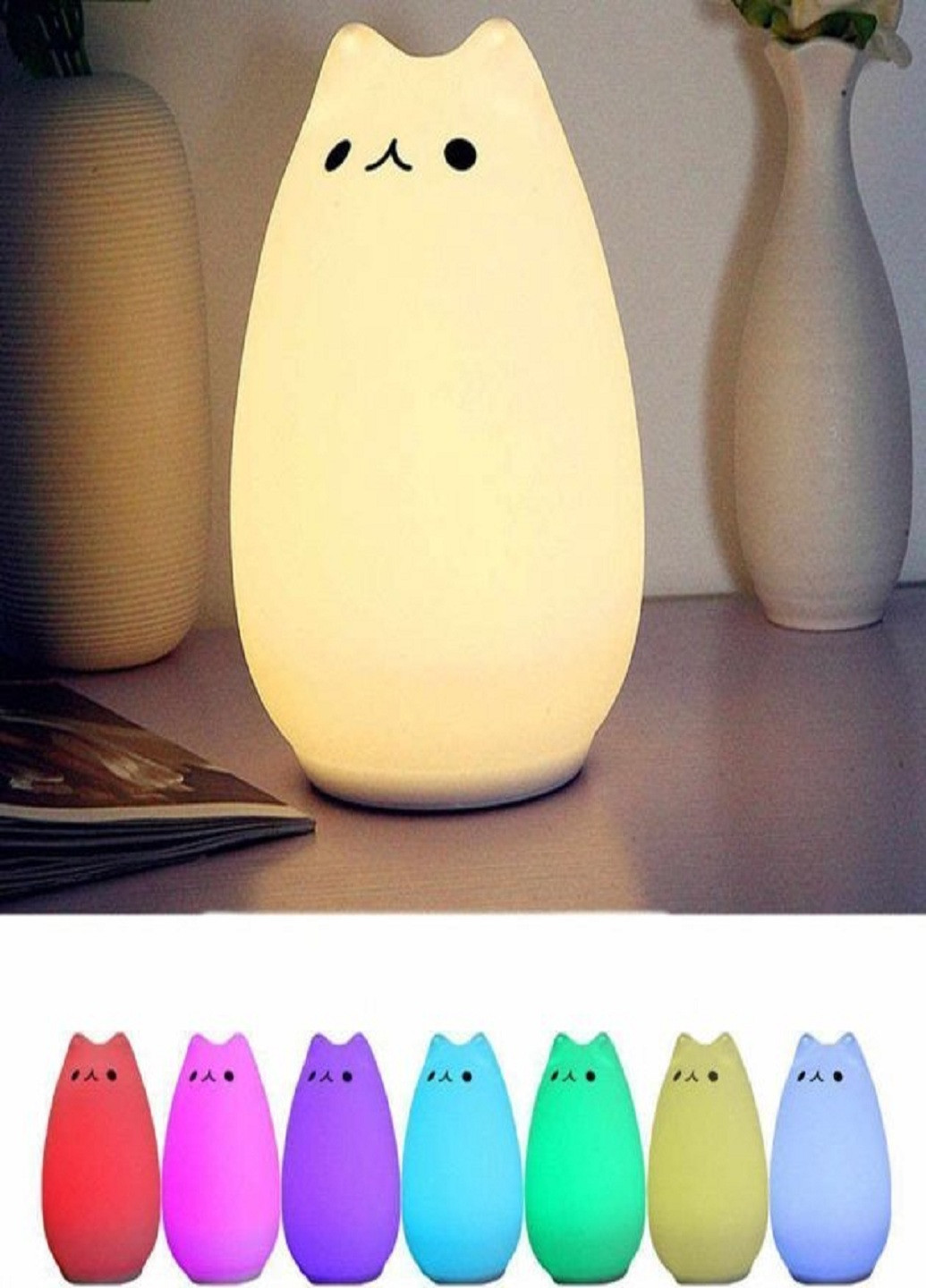 Светильник ночник светодиодный LED силиконовый детский Котик Solar (253495465)
