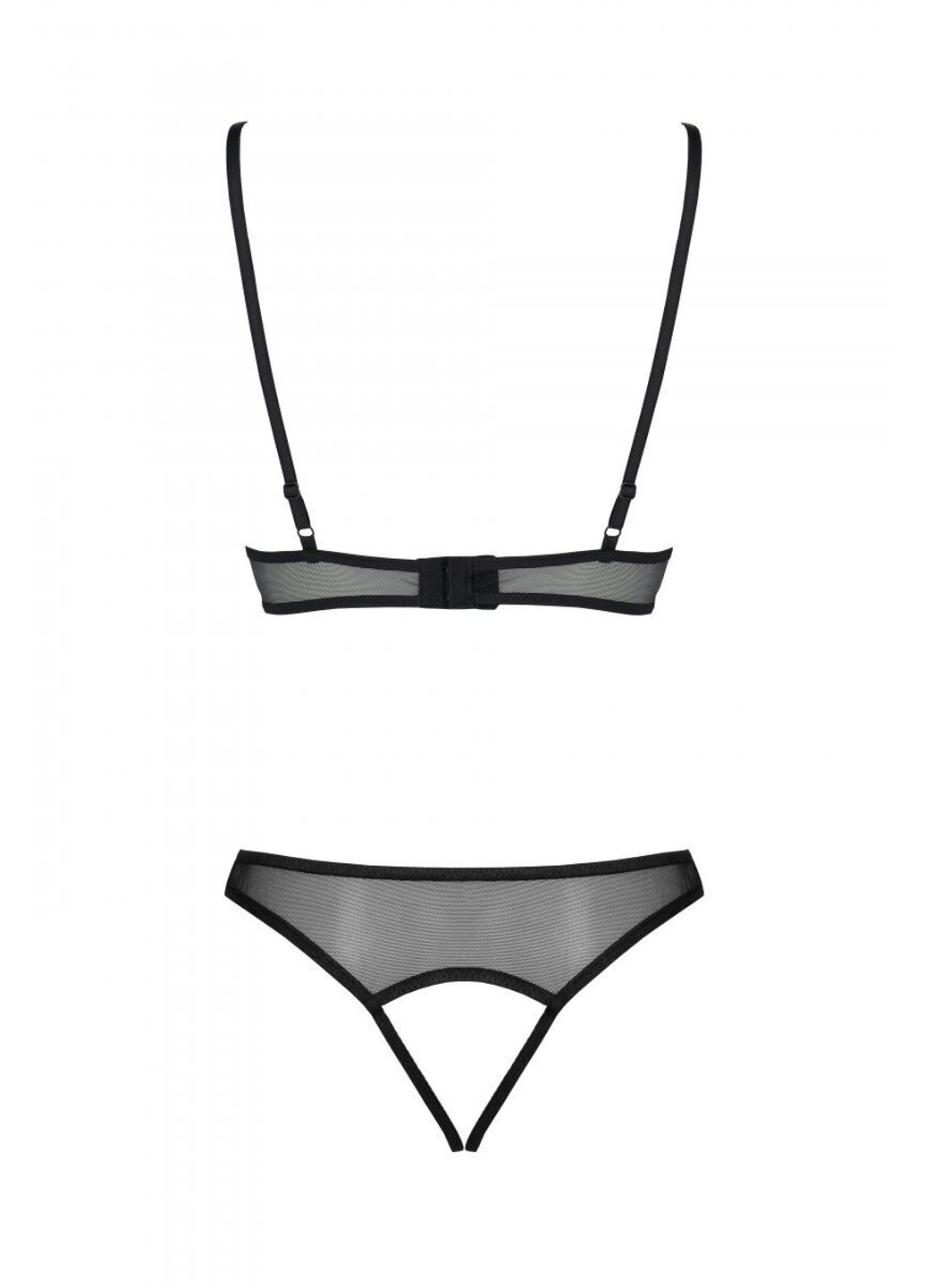 Комплект: бралет з ажурним ліфом та відкритими трусиками Christa Set with Open Bra black XXL/XXXL — Passion (255459593)