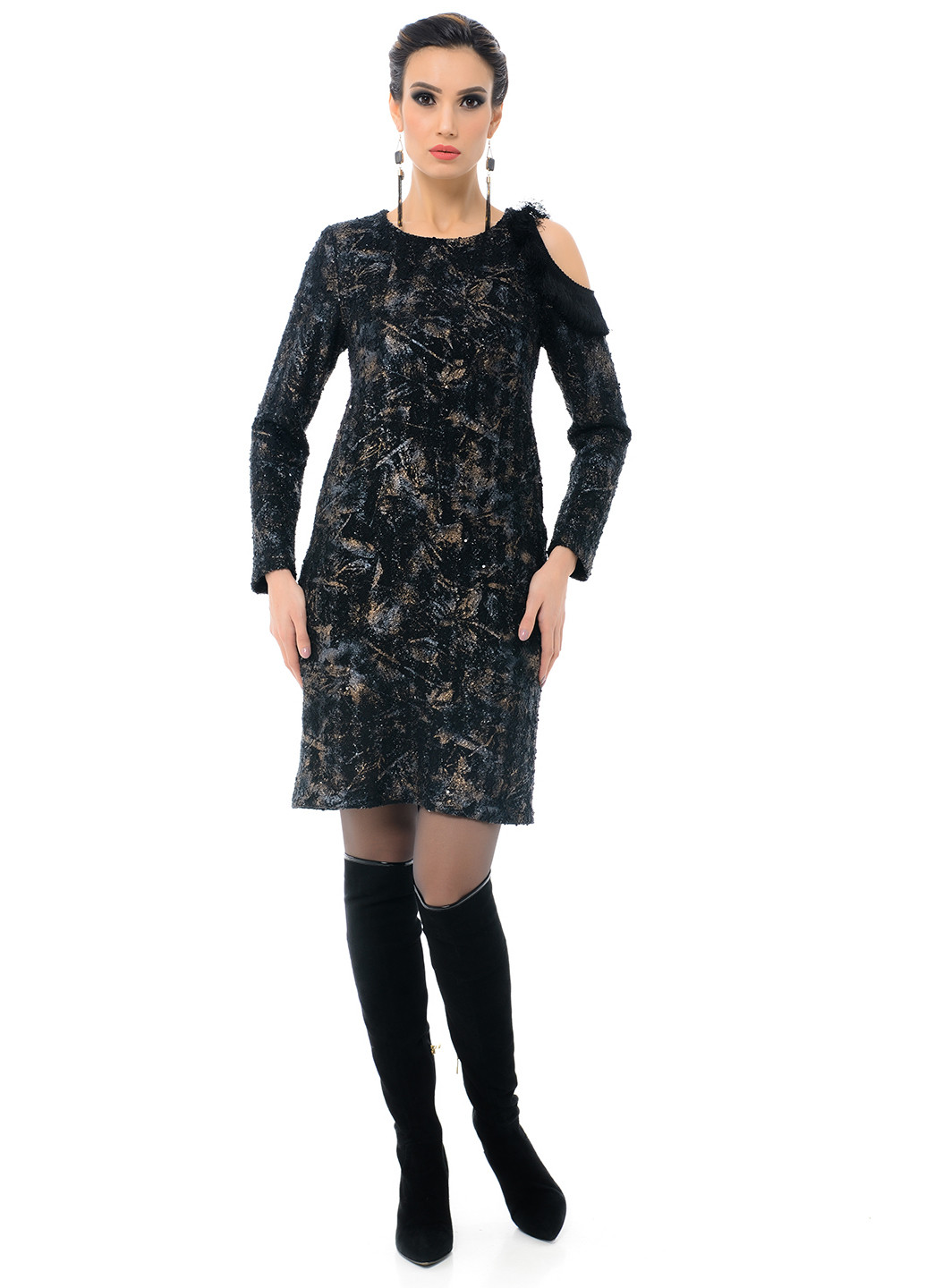 Чорна кежуал сукня Iren Klairie з абстрактним візерунком