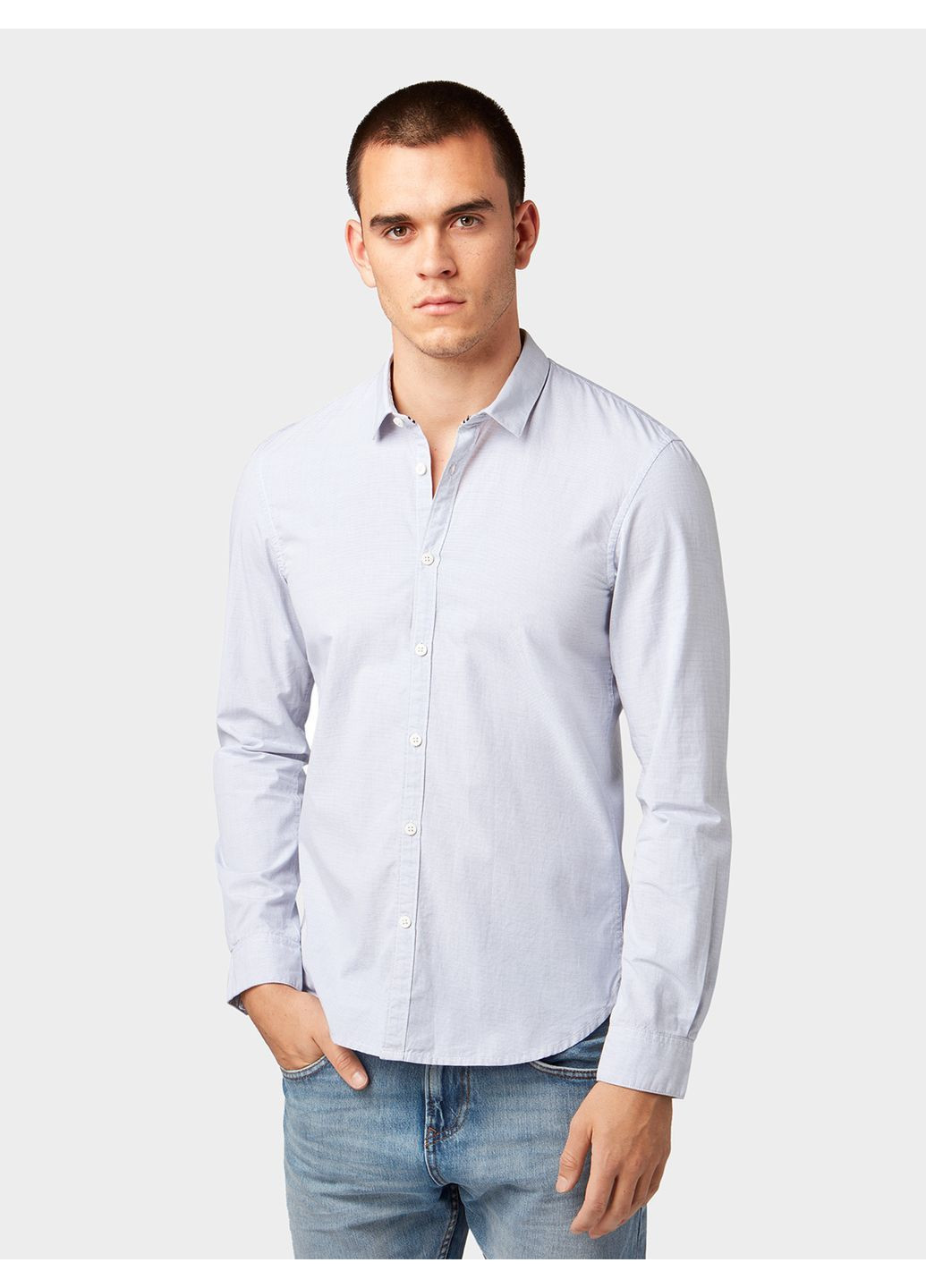 Голубой кэжуал рубашка с геометрическим узором Tom Tailor