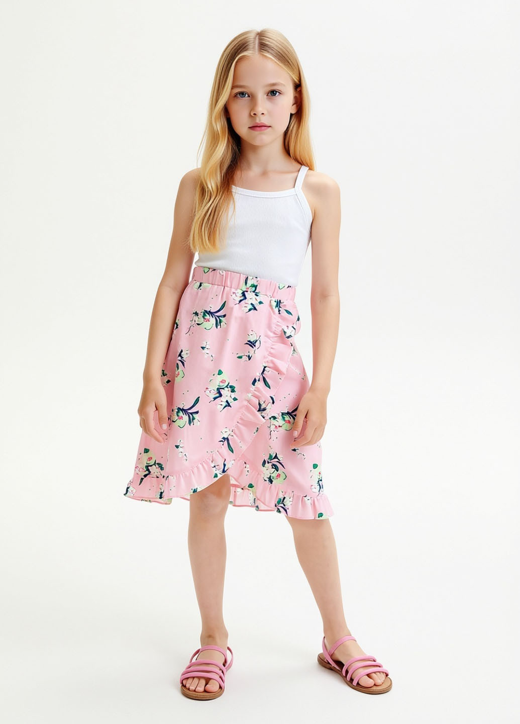 Светло-розовая кэжуал цветочной расцветки юбка Reserved на запах