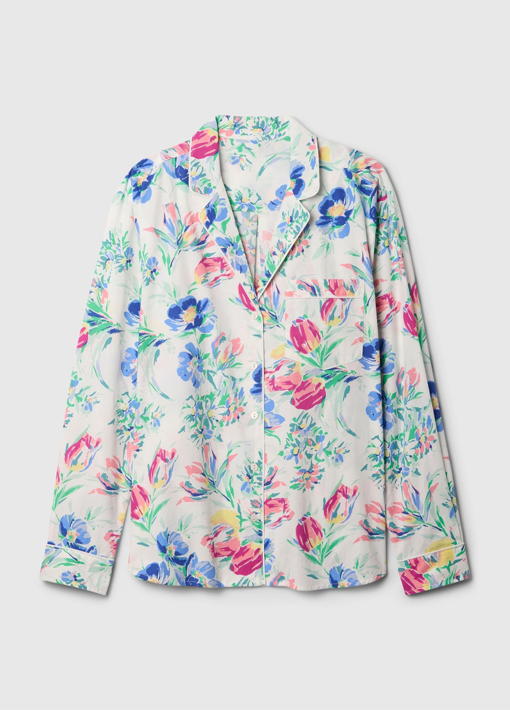Белая домашний рубашка с цветами Gap