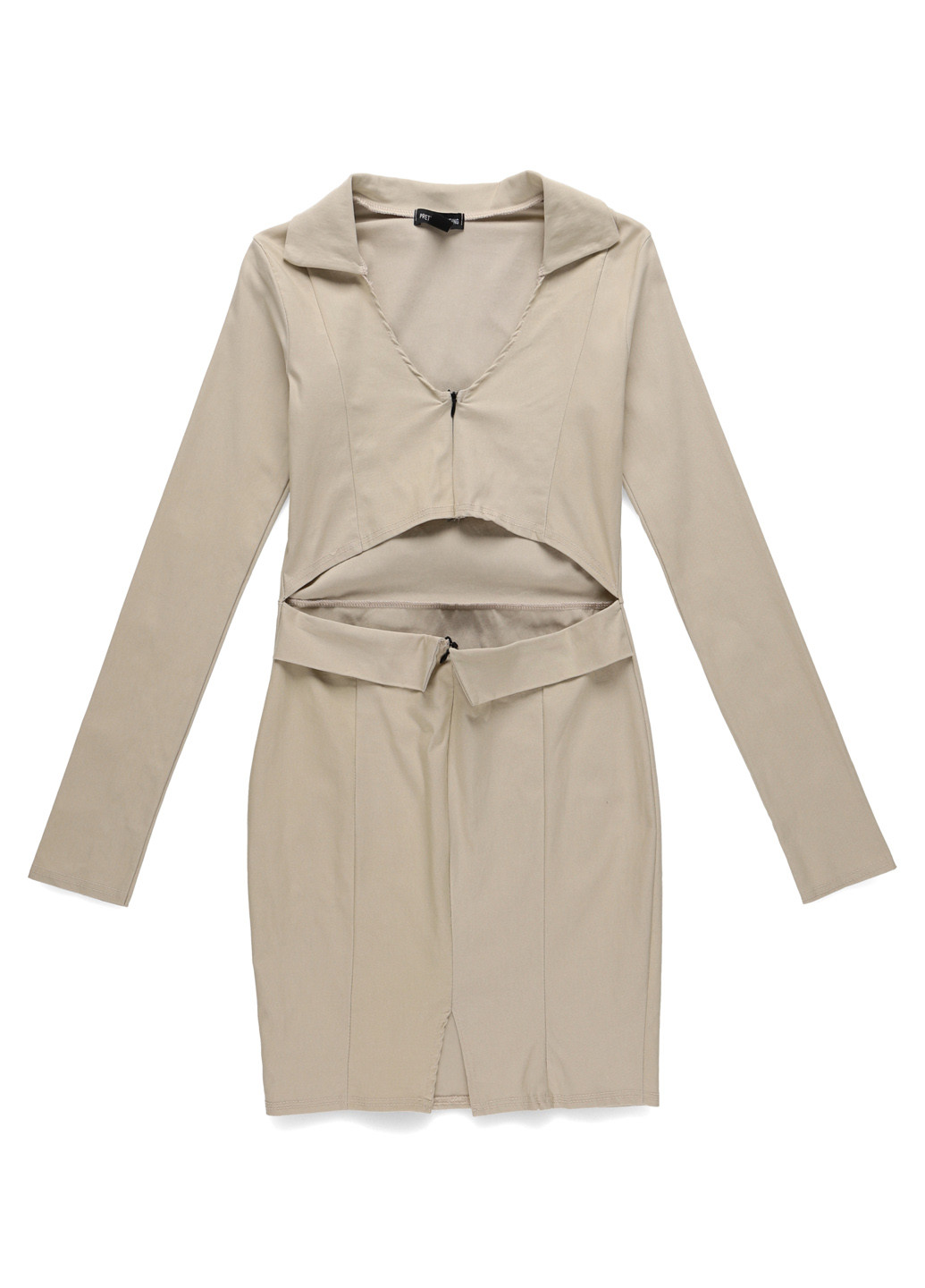 Серо-бежевое кэжуал платье PrettyLittleThing однотонное