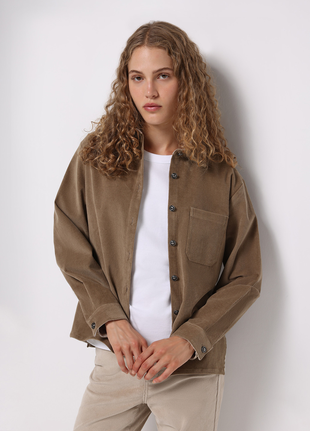 Бежевая кэжуал рубашка однотонная Colin's