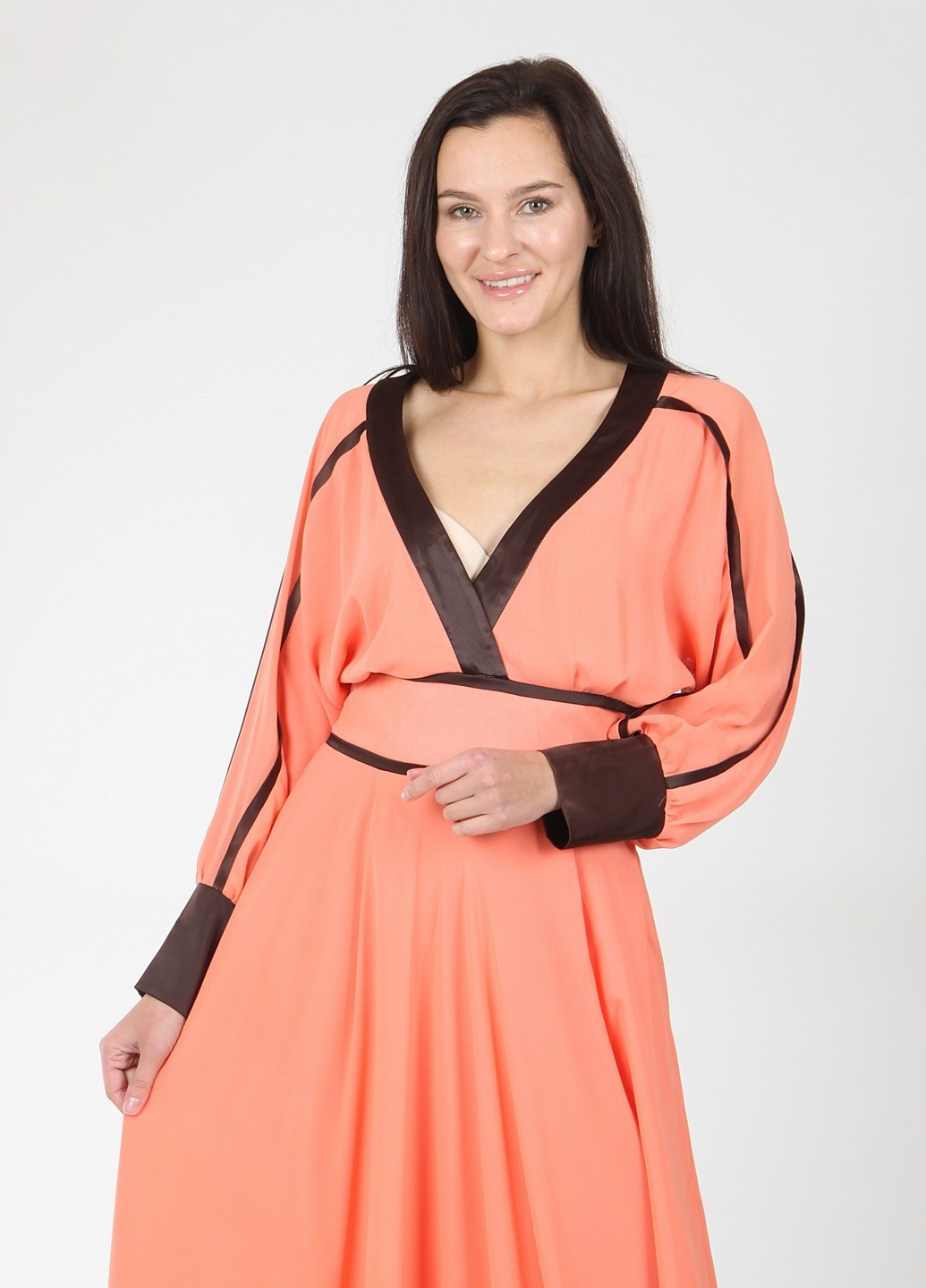 Оранжевое вечернее платье Enna Levoni однотонное