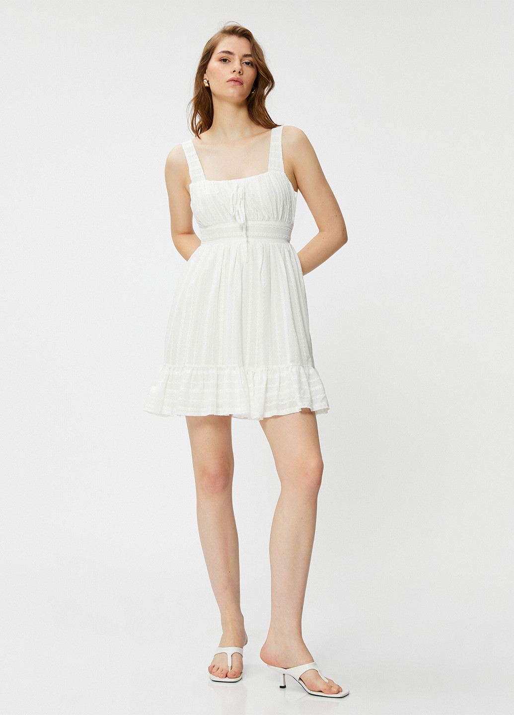Білий повсякденний сукня в стилі армпір KOTON однотонна