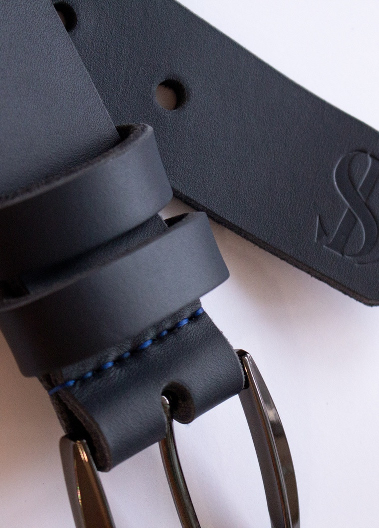 Ремень кожаный синий с черной пряжкой SD Leather (256403391)