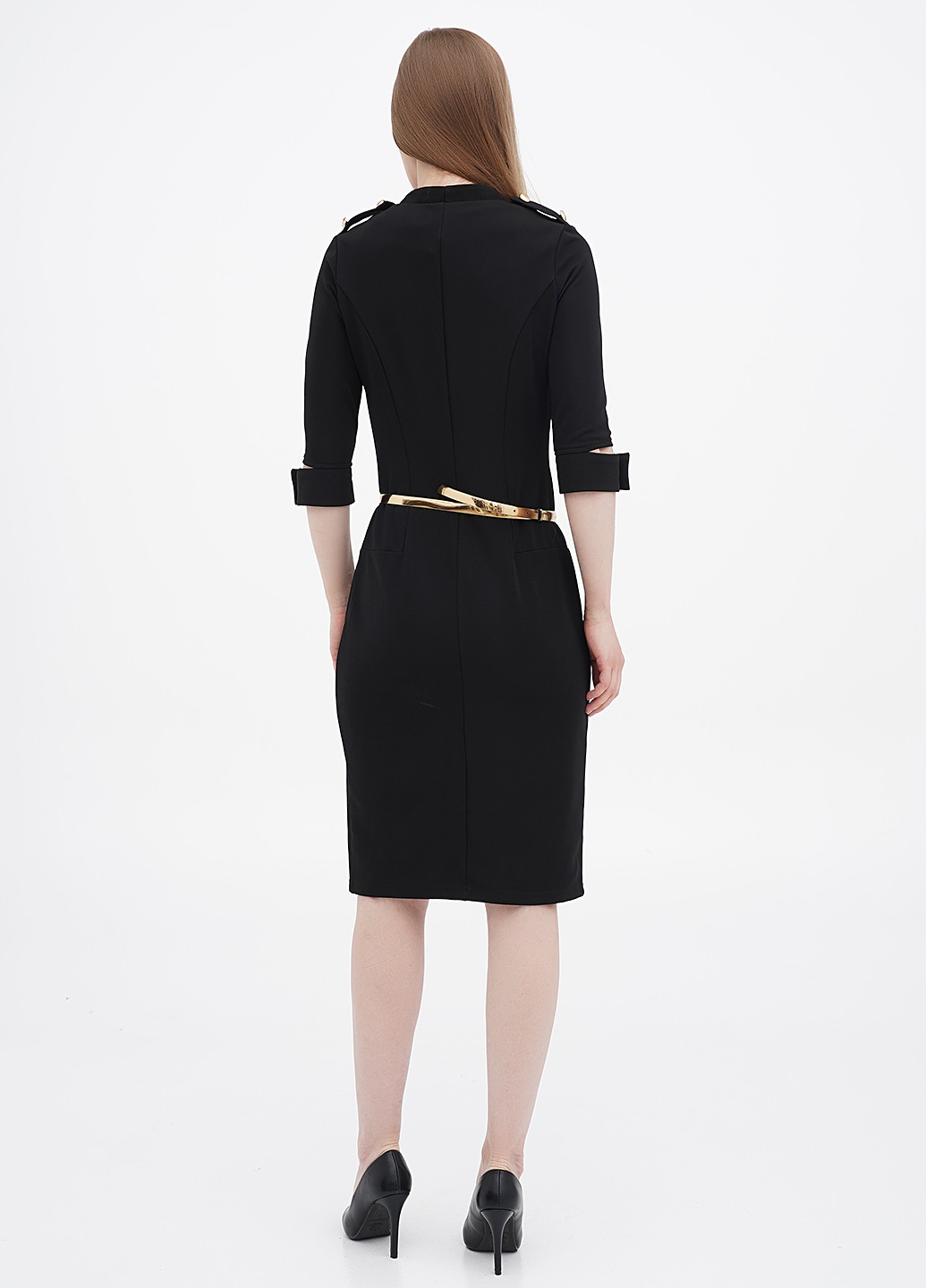 Черное кэжуал платье футляр Victoria Loks однотонное