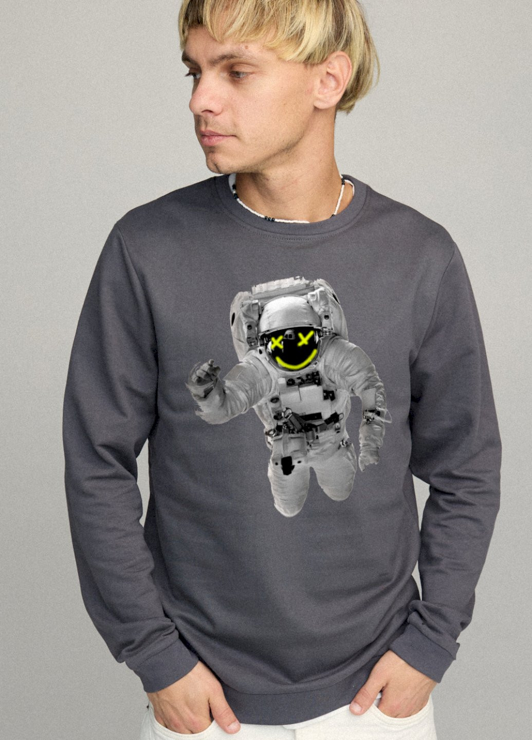 Темно-серый свитшот мужской basic /no flis/ YAPPI (252258564)