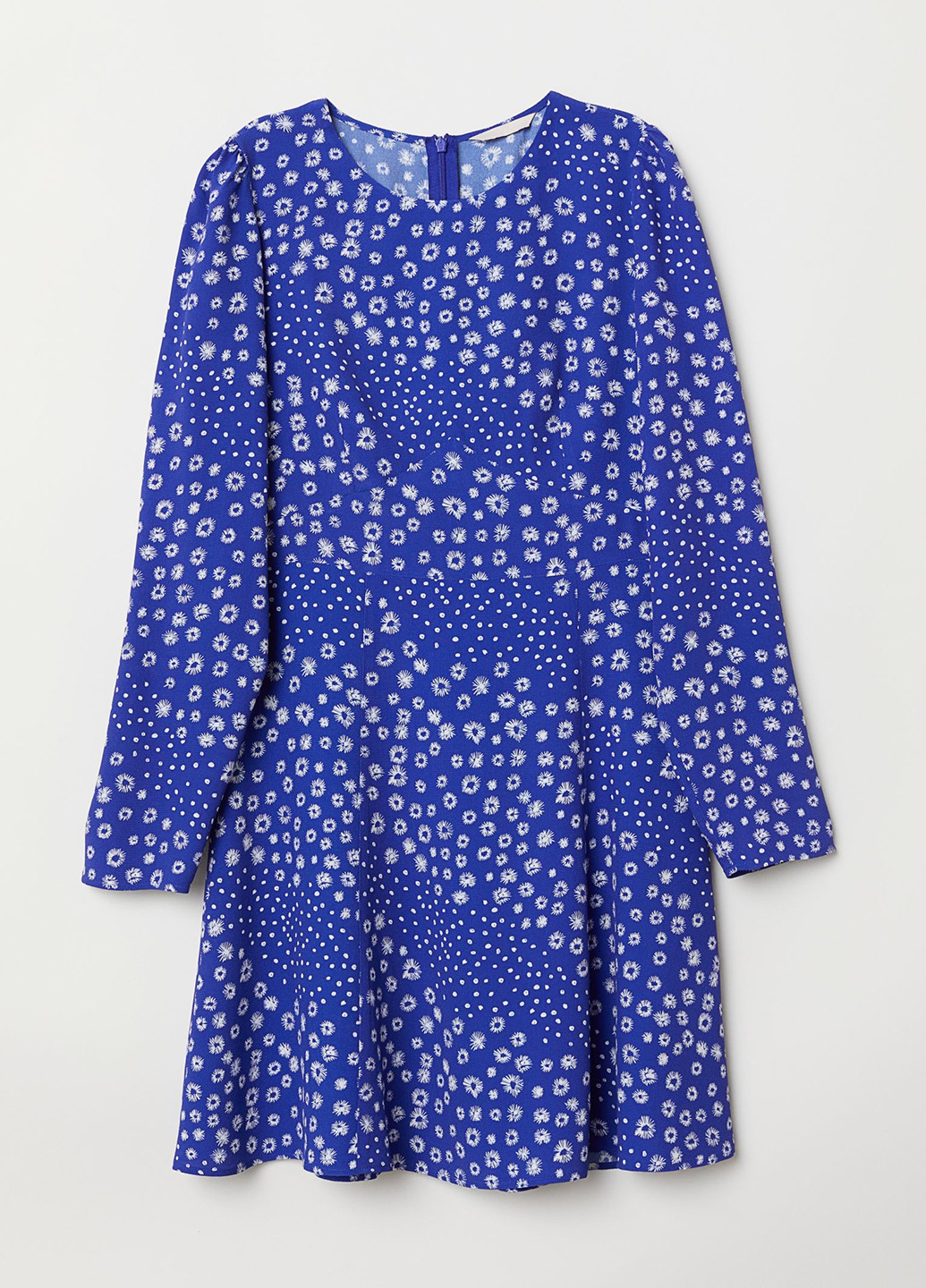 Синее кэжуал платье клеш H&M с цветочным принтом