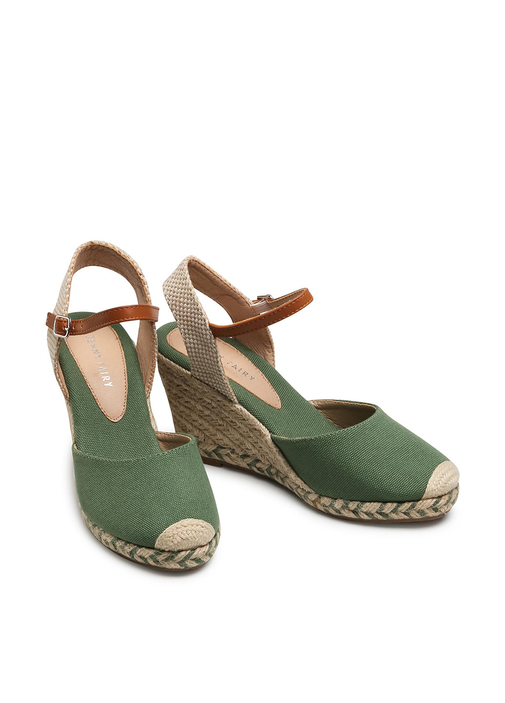 Зеленые сандалі jenny fairy Jenny Fairy с ремешком на плетеной подошве