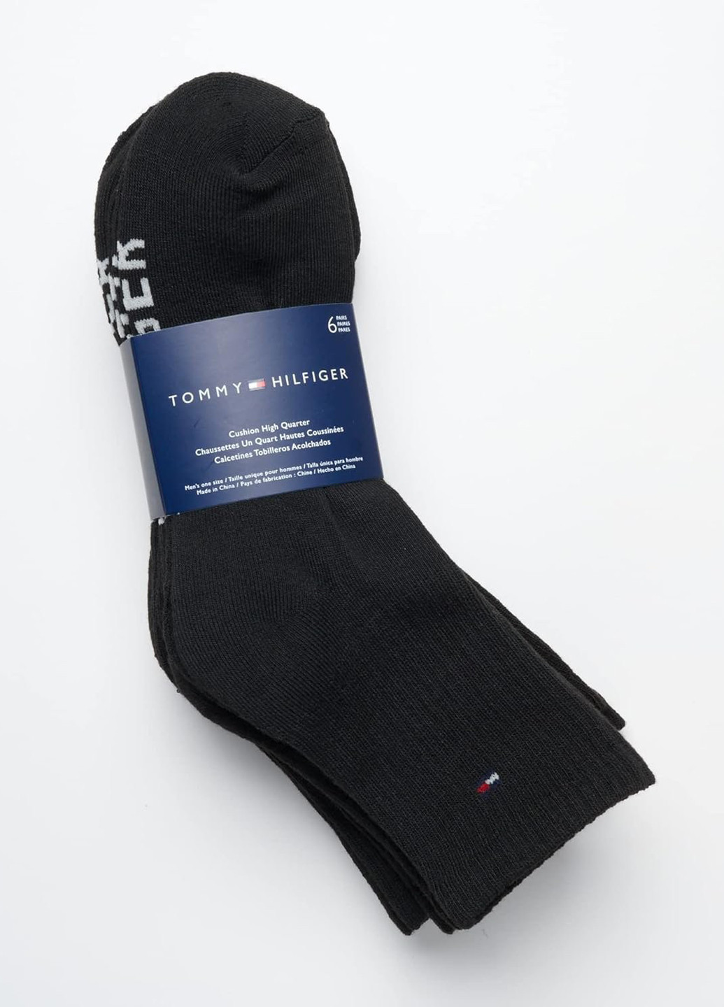 Чёрные носки (6 пар) Tommy Hilfiger однотонные (369569813)