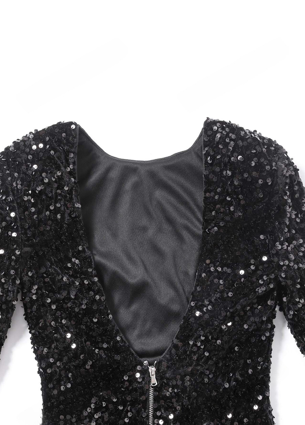 Чорна коктейльна, вечірня сукня силуетна, з відкритою спиною SHEIN однотонна