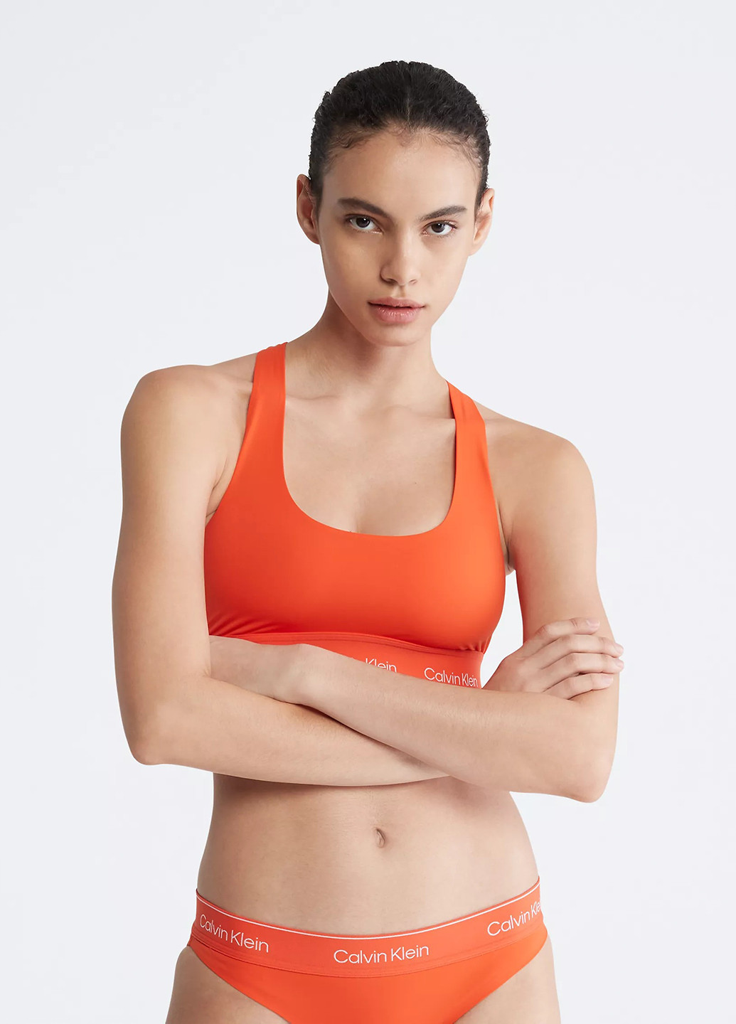 Помаранчевий топ бюстгальтер Calvin Klein без кісточок поліамід