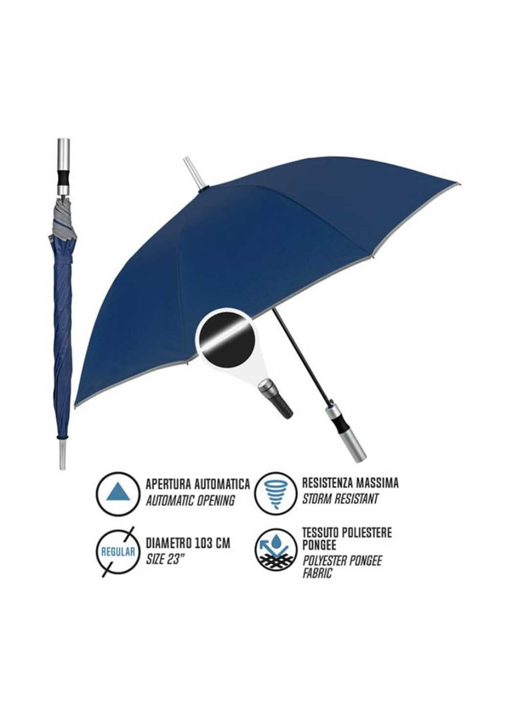 Тёмно-синий зонт Perletti большой система антиветер (363640819)