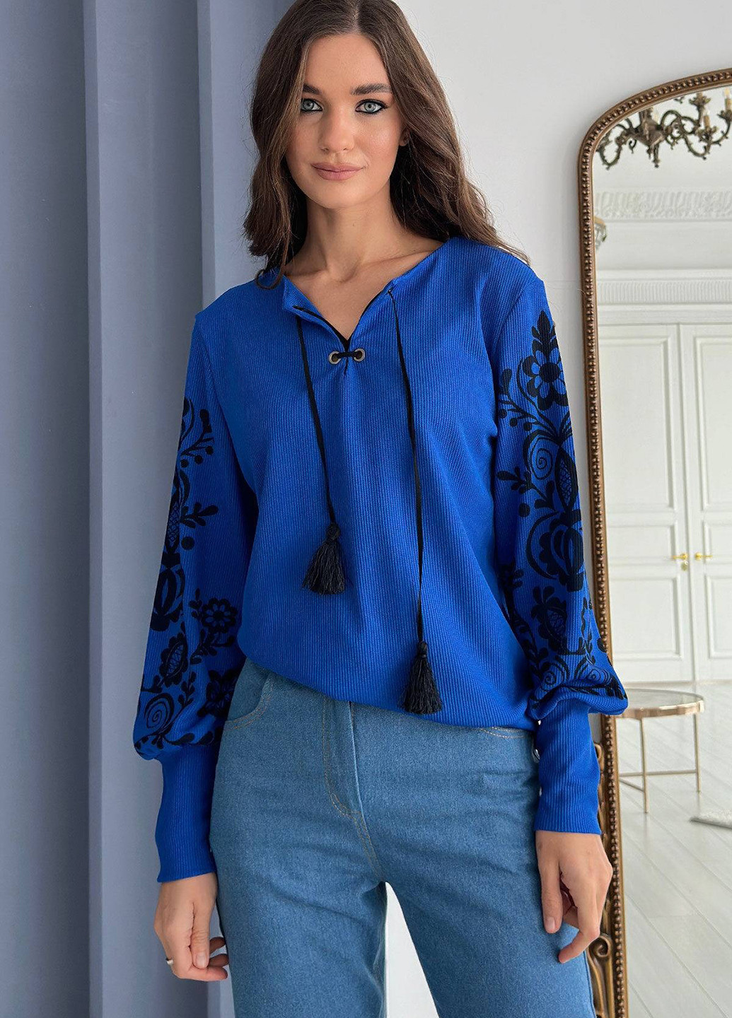 Синяя блуза No Brand