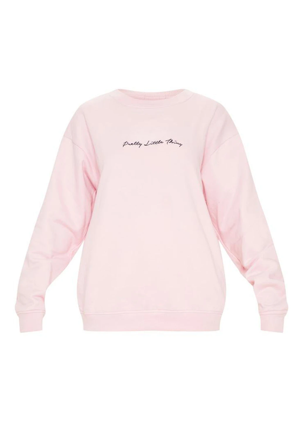 Розовый свитшот PrettyLittleThing однотонный вышивка (254799175)