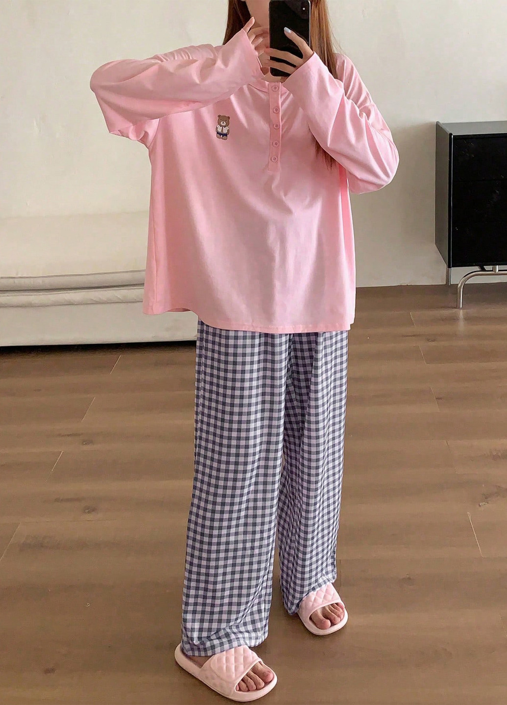 Комбинированная всесезон пижама (лонгслив, брюки) лонгслив + брюки SHEIN