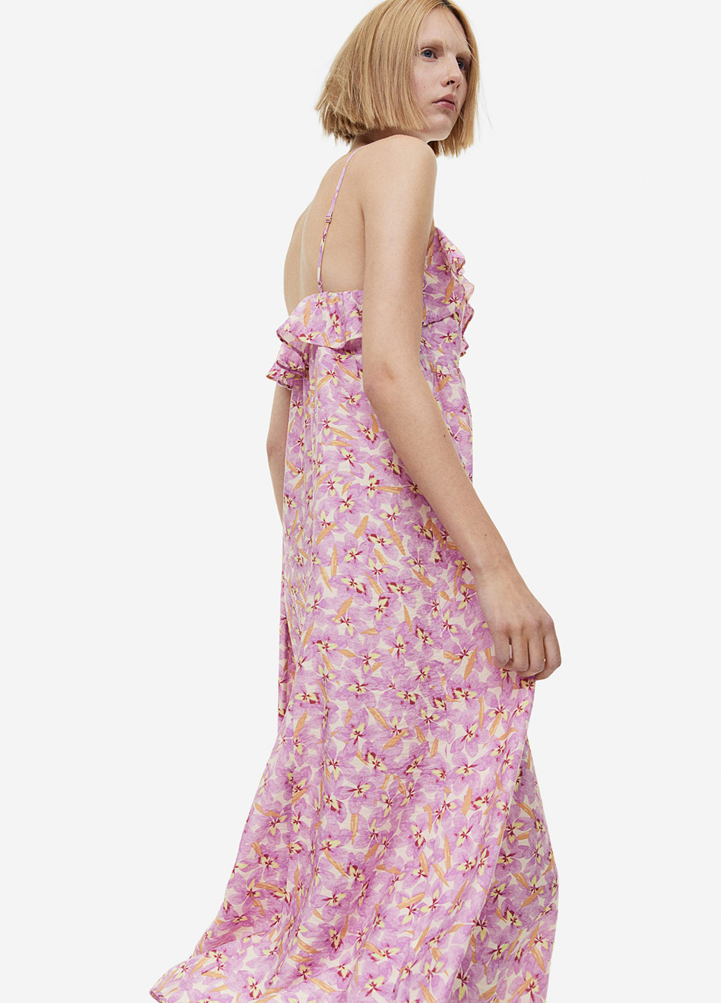 Фіолетова кежуал сукня в стилі армпір H&M з квітковим принтом