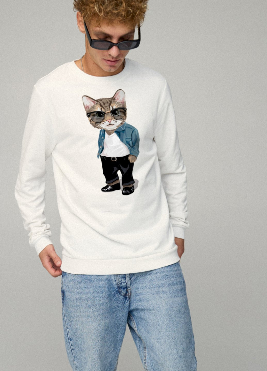 Белый свитшот мужской basic /no flis/ YAPPI рисунок (251791390)