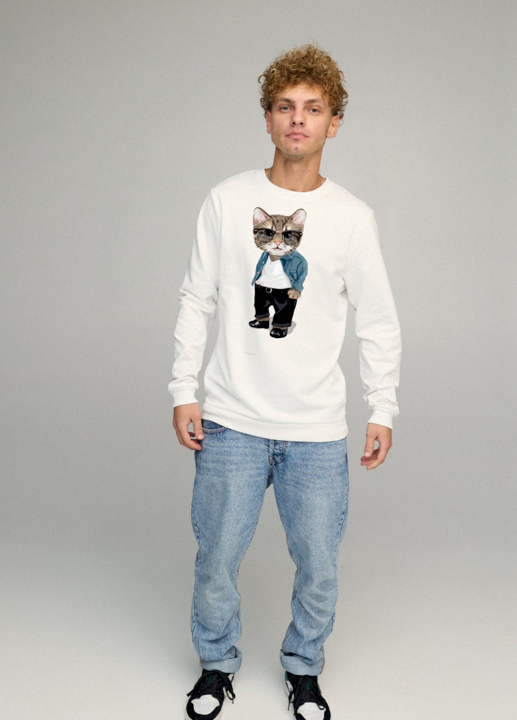 Белый свитшот мужской basic /no flis/ YAPPI рисунок (251791390)