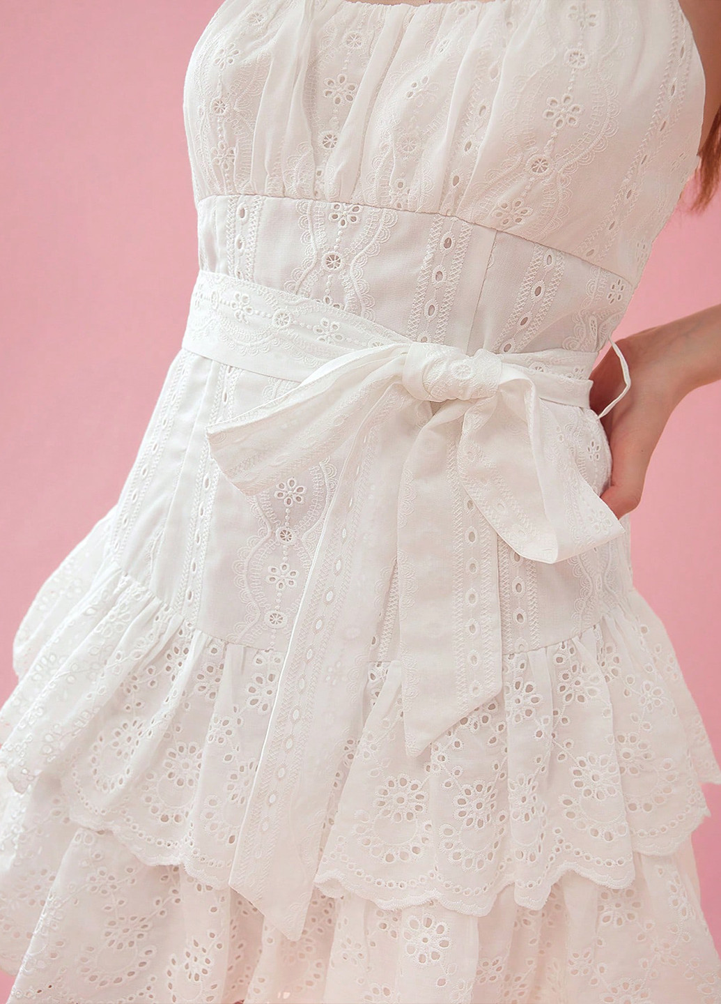 Білий святковий, кежуал сукня а-силует, бебі долл, з відкритою спиною SHEIN однотонна