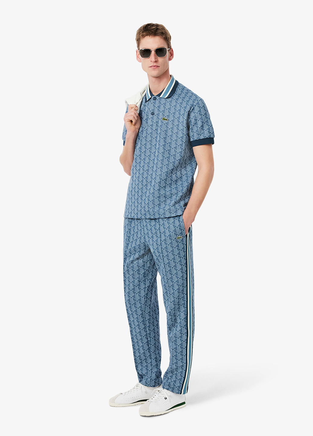 Голубые спортивные, кэжуал демисезонные прямые брюки Lacoste