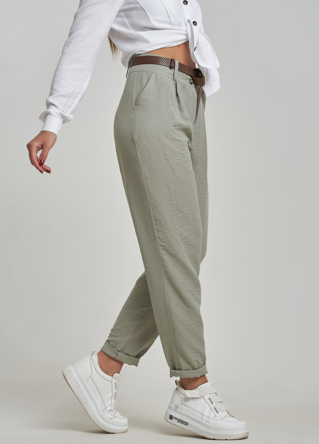 Оливковые кэжуал летние брюки ST-Seventeen