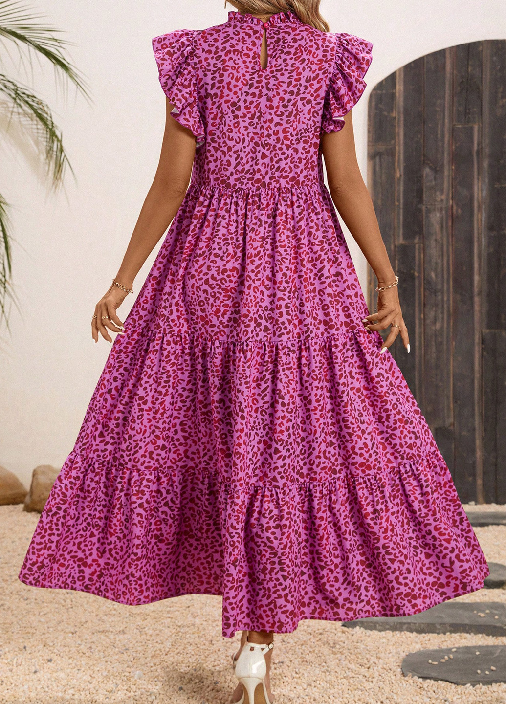 Рожево-лілова кежуал сукня SHEIN леопардовий