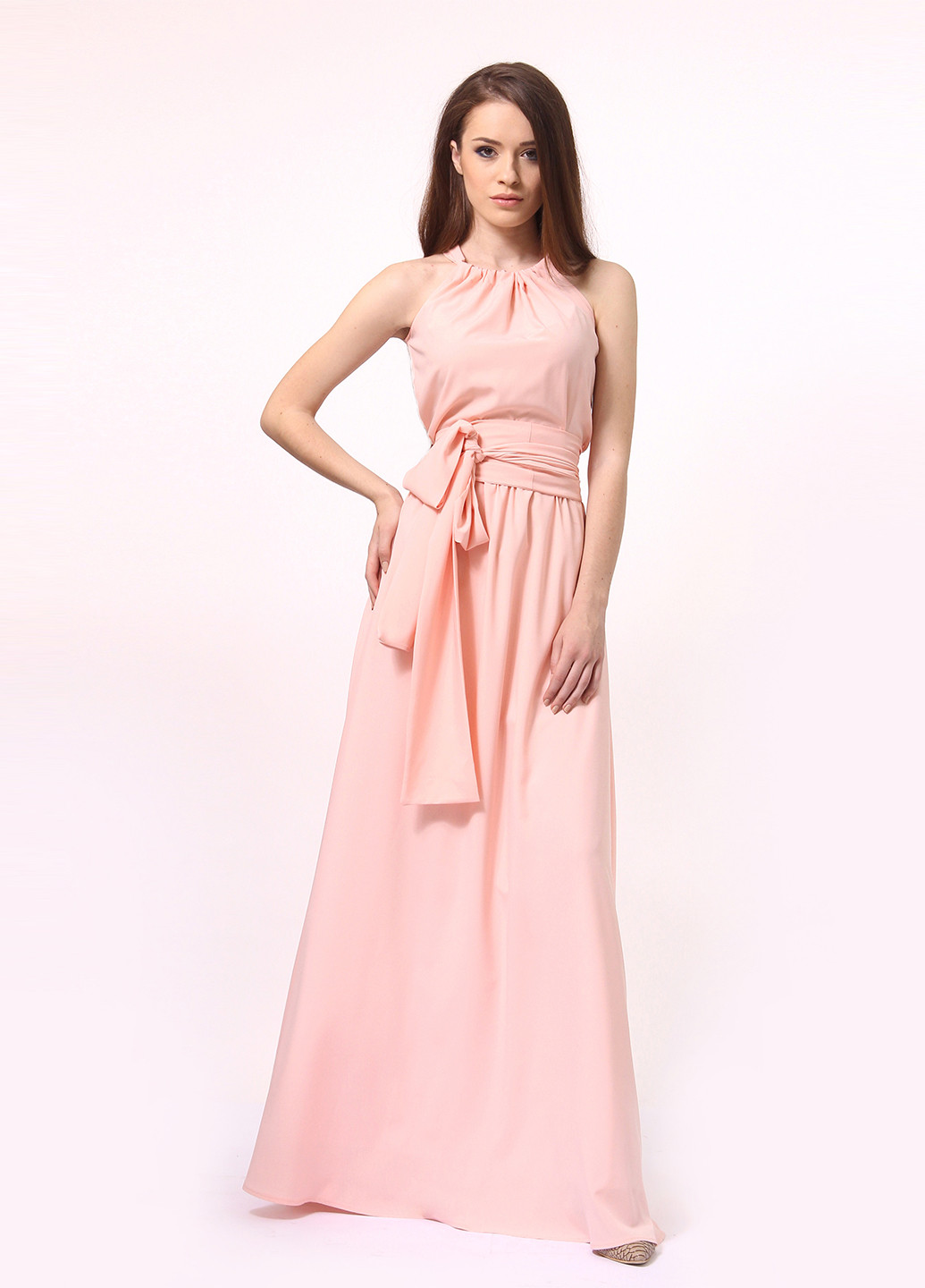 Светло-розовое коктейльное платье клеш Lada Lucci однотонное