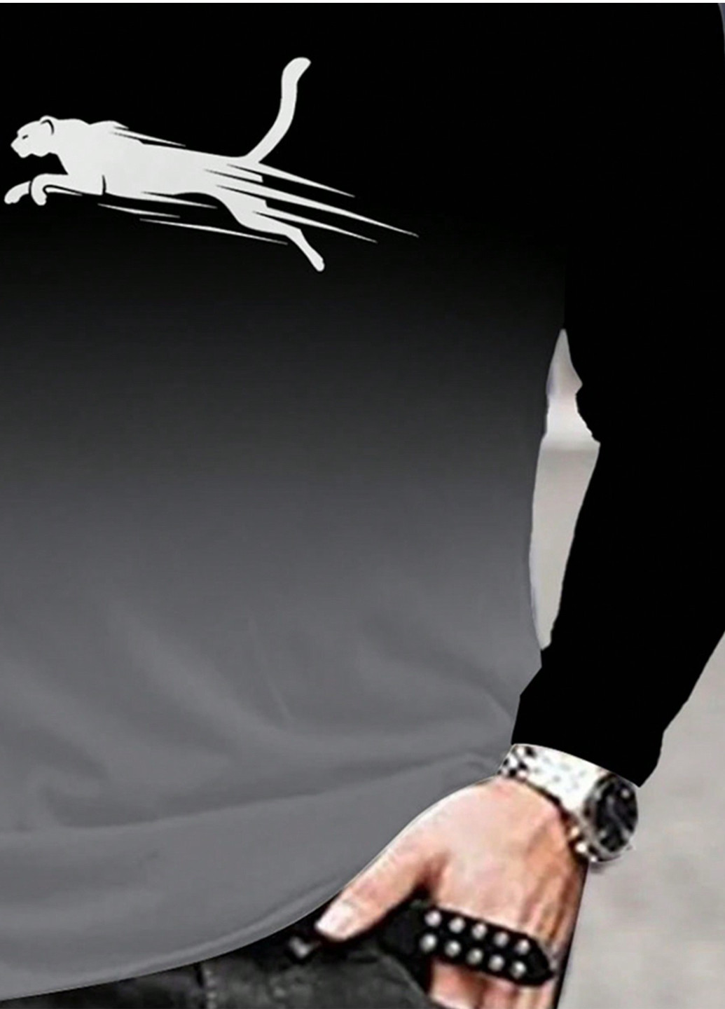 Лонгслів SHEIN малюнок чорний кежуали поліестер