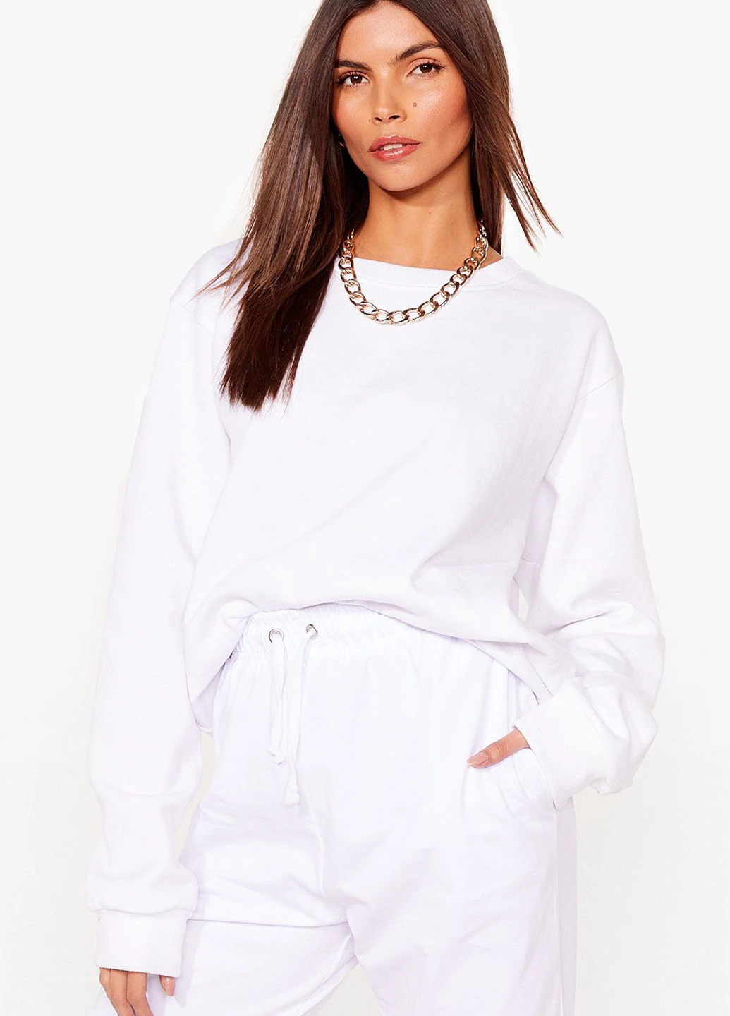 Білий світшоти Nasty Gal однотонний без декору (237848770)