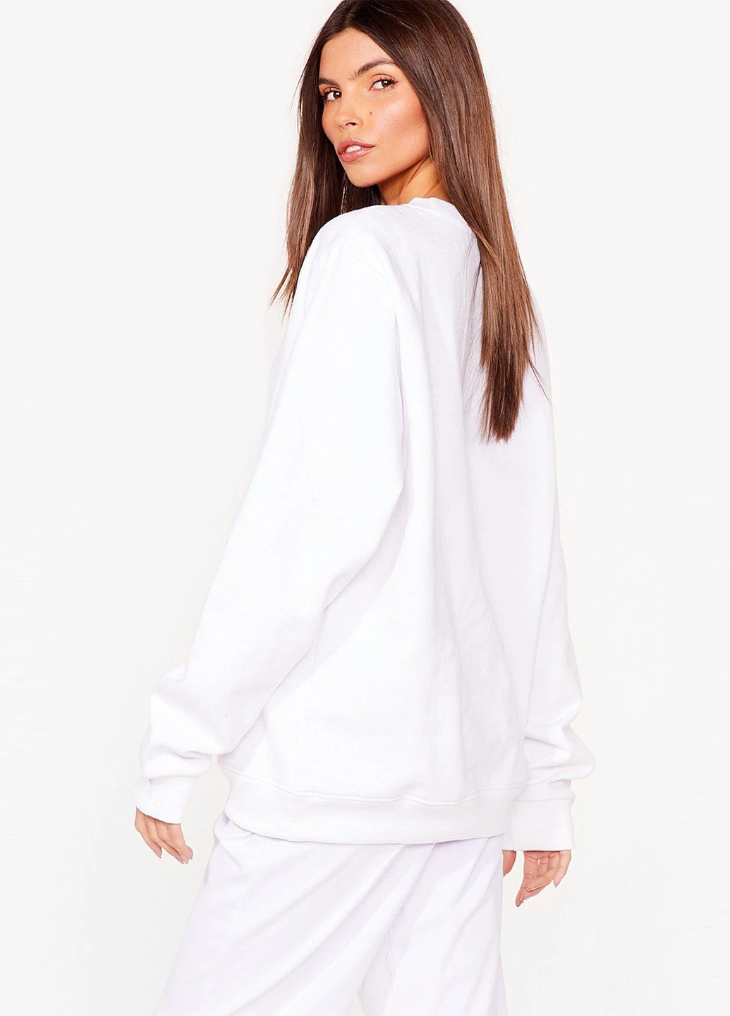 Білий світшоти Nasty Gal однотонний без декору (237848770)