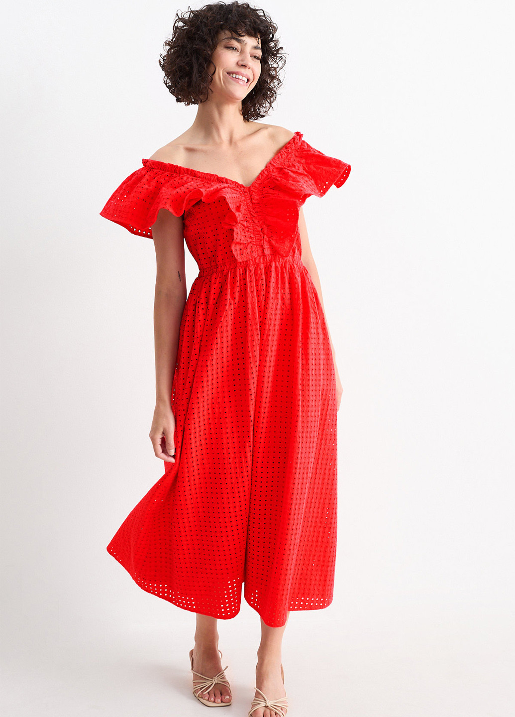 Червона кежуал сукня в стилі армпір C&A однотонна