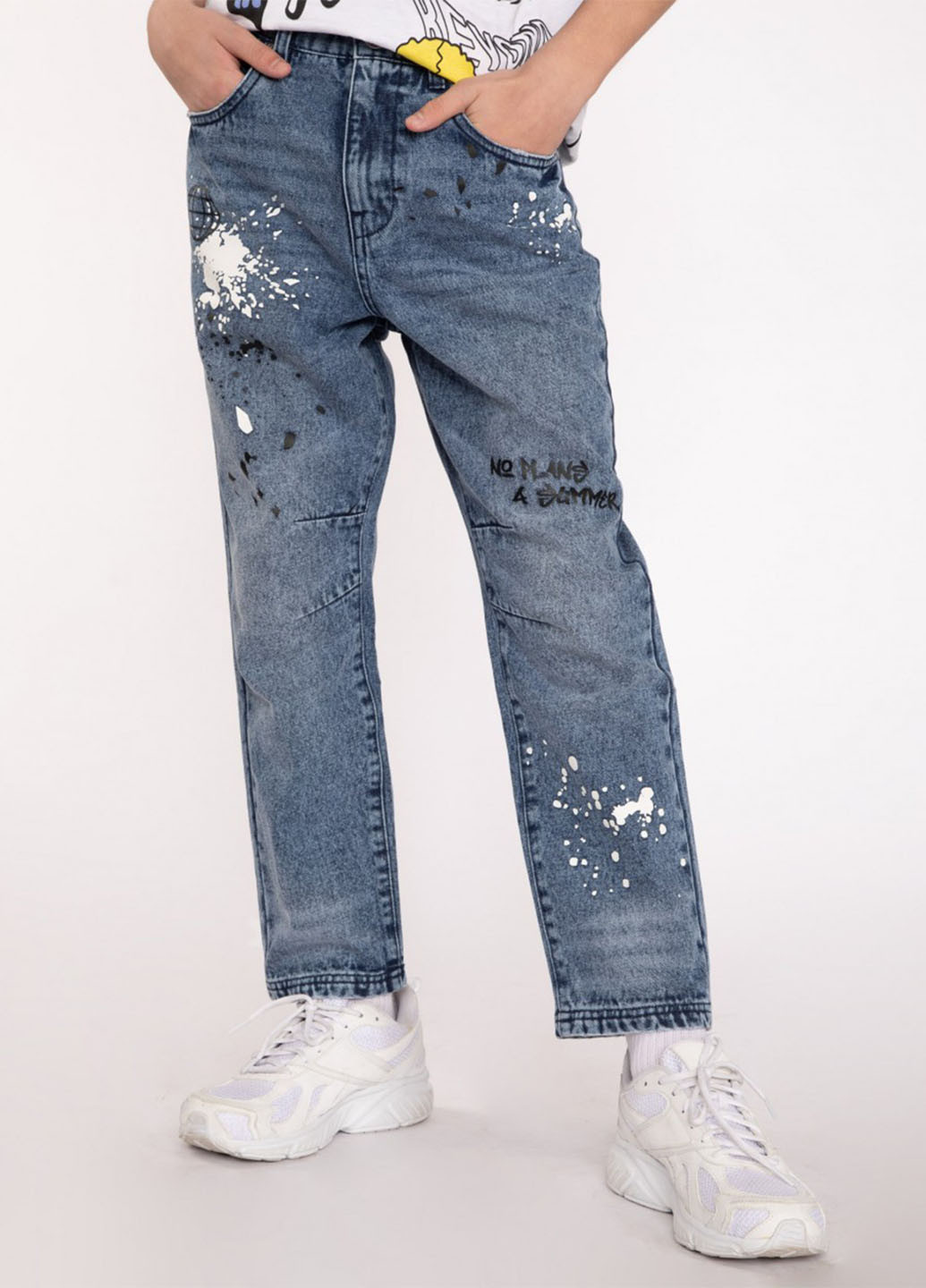 Серо-синие демисезонные мом фит джинсы Reporter Young
