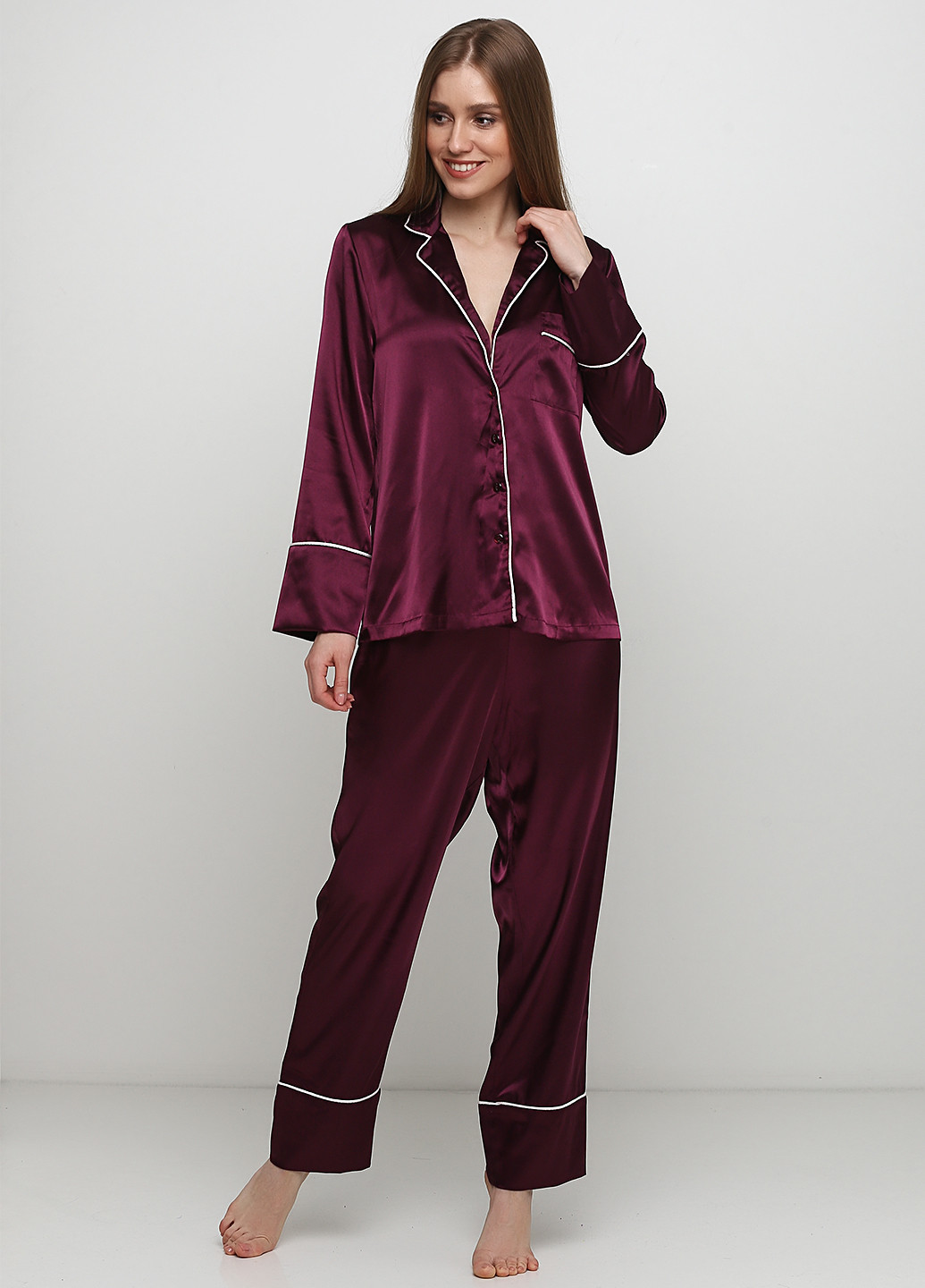 Бордовая всесезон пижама (рубашка, брюки) рубашка + брюки Aniele