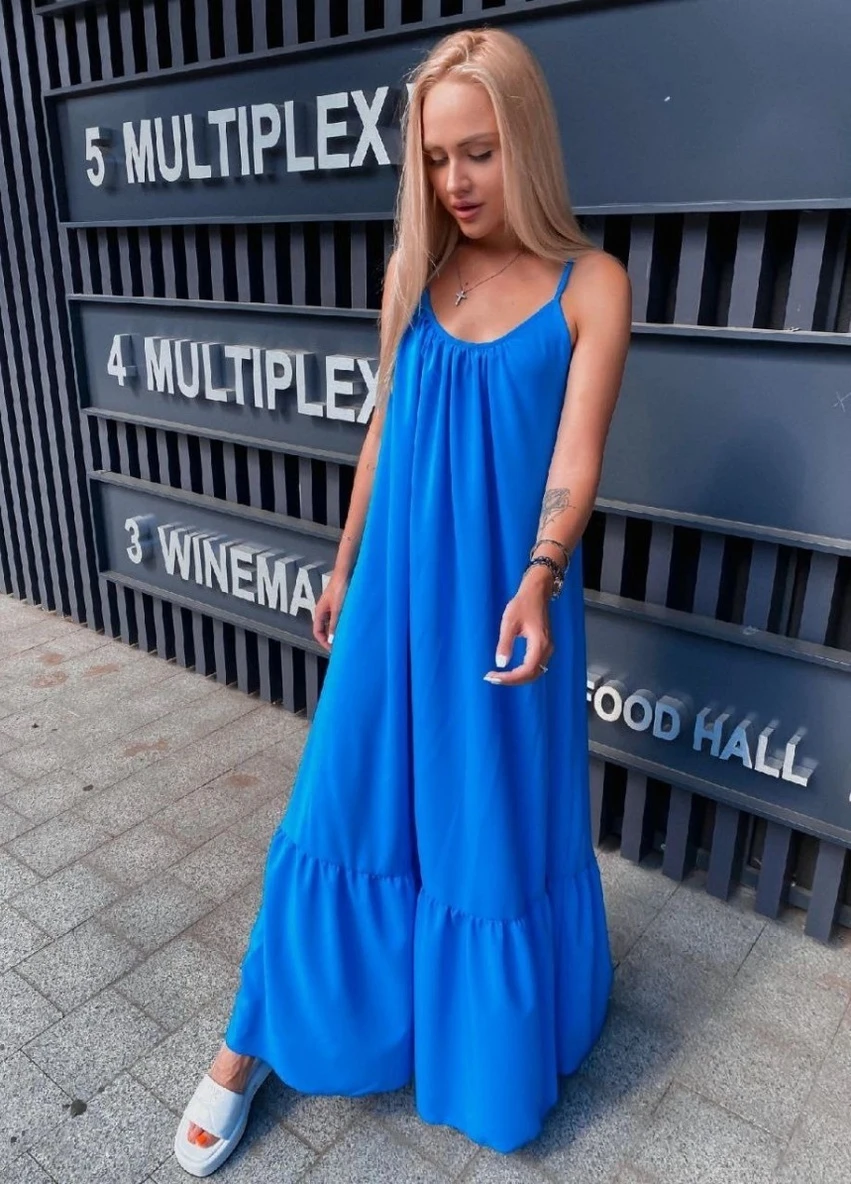 Синее коктейльное сарафан FashionYouWant однотонное