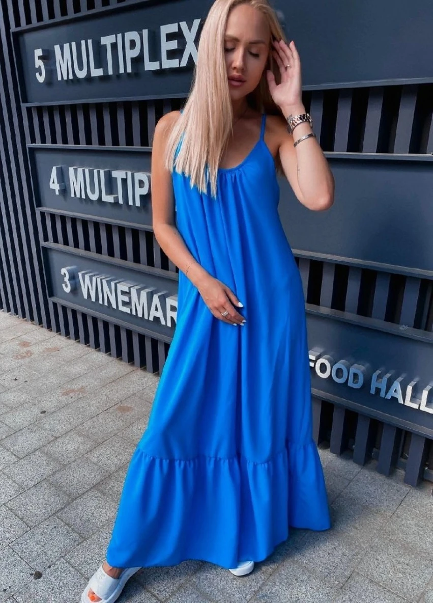Синее коктейльное сарафан FashionYouWant однотонное