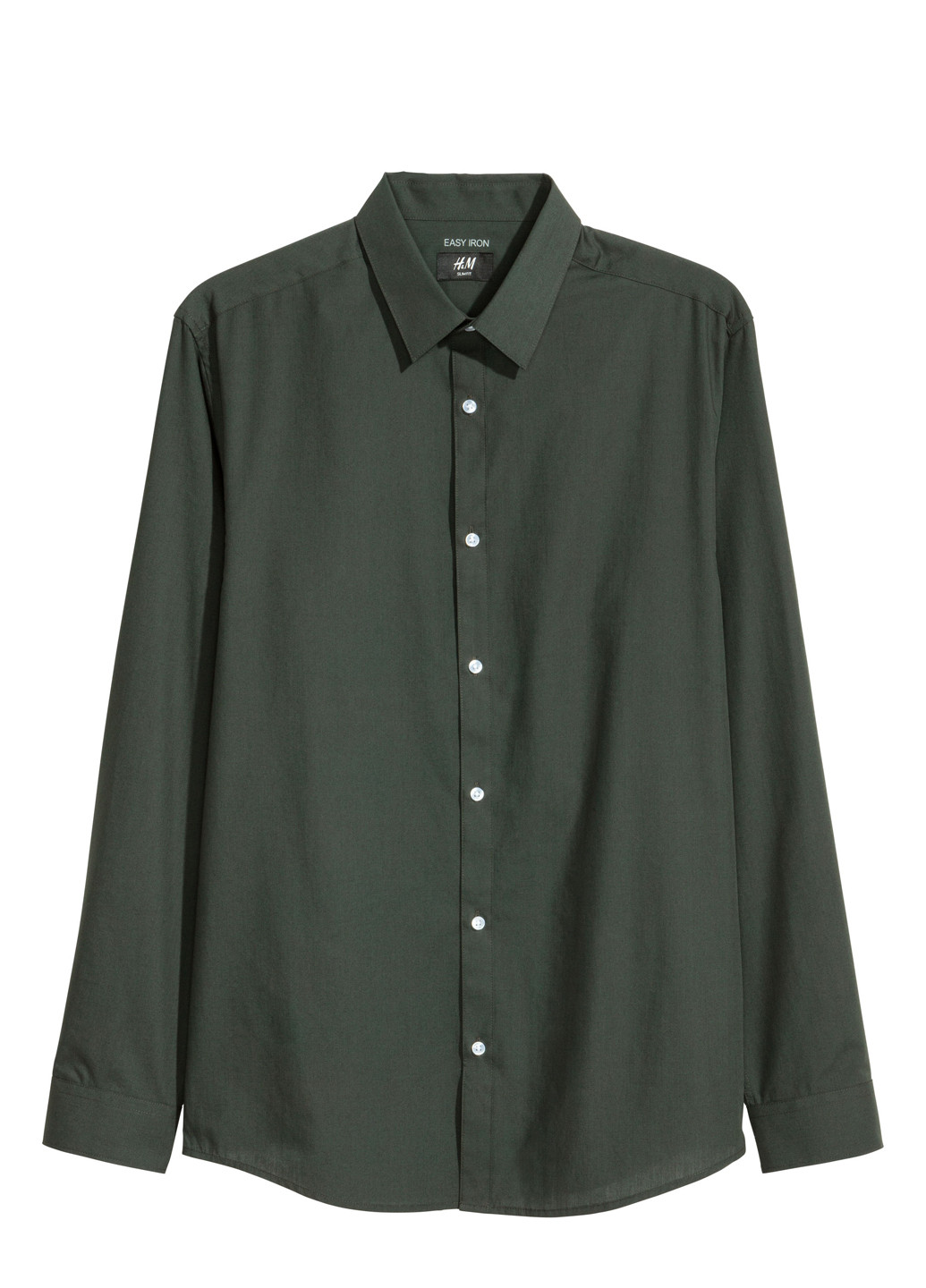 Темно-зеленая рубашка однотонная H&M